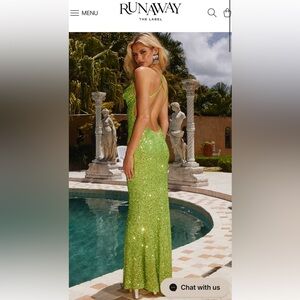 RUNAWAY THE LABEL Green Sequin Backless Gown